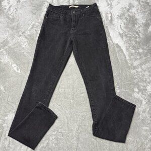 Levis 721 Jeans Womens 29x34 Black Dark Wash Cotton Stretch Straight Slim Fit